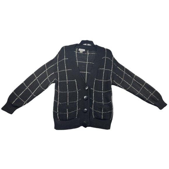JH Collectibles Cardigan Sweater Womens size Medium Black Oversized Linen Blend - Picture 1 of 6
